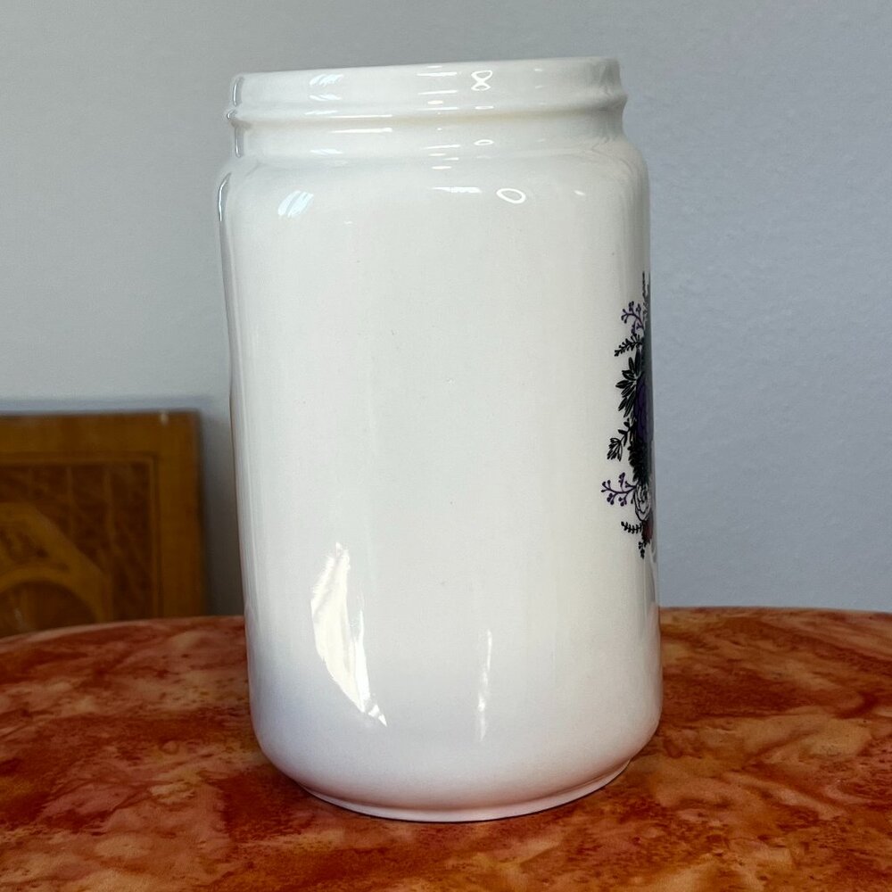 Ivory Gold Sugar Skeleton Vase Canister With Multi-Color Floral - Picture 3 of 11